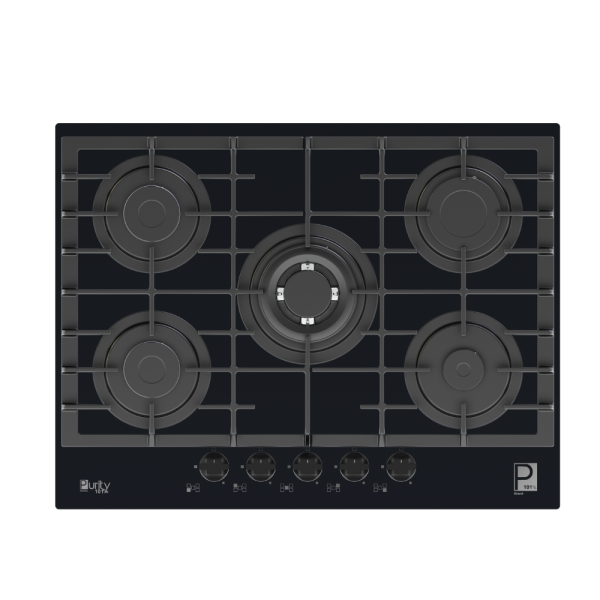 بوتاجاز بلت إن غاز بيورتي 70 سم زجاج أسود – 5 شعلات SABAF – إشعال أوتوماتيك – HPT713G