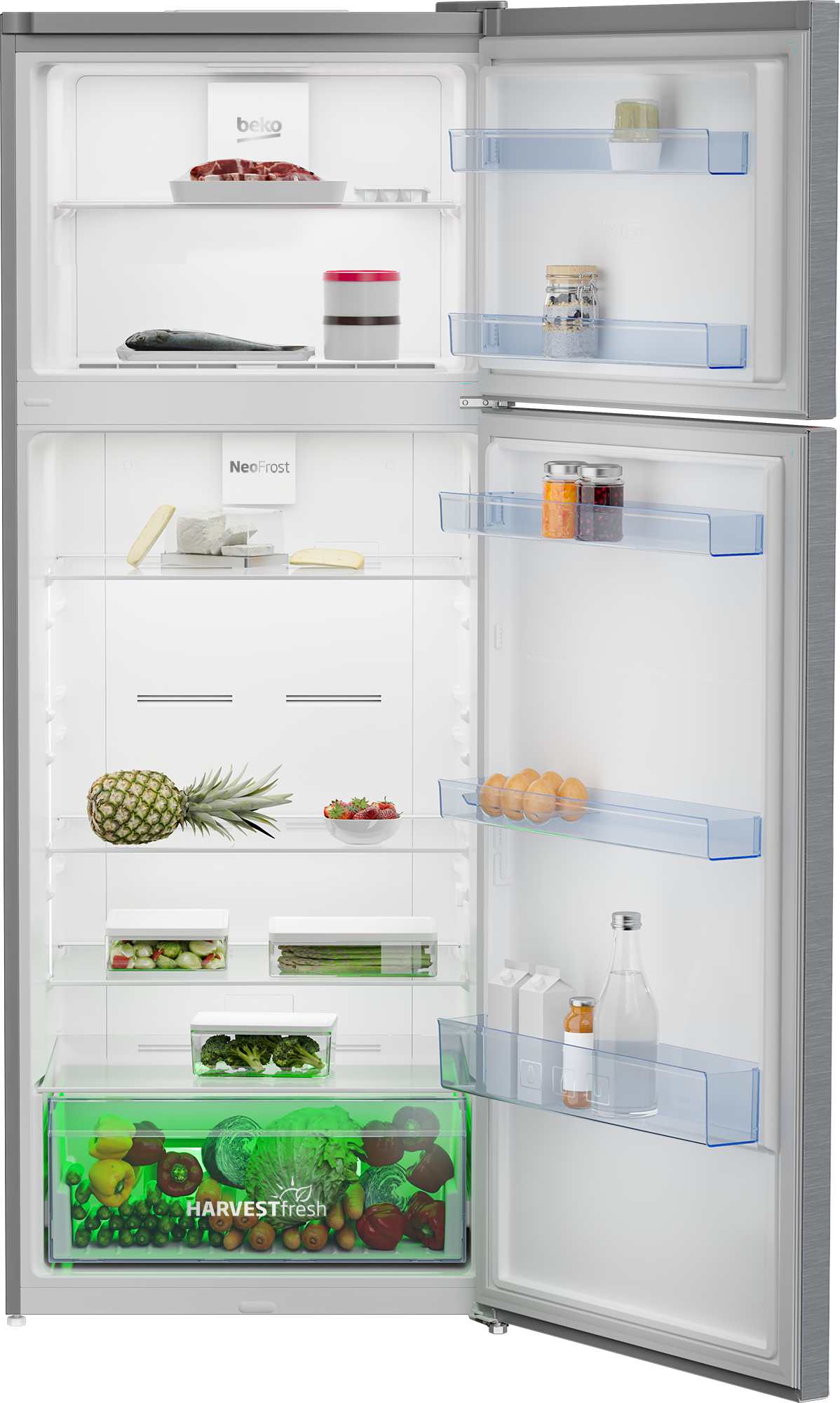 ثلاجة بيكو 408 لتر نوفروست بتقنية الانفرتر، ستانلس ستيل - RDNE448M20XB - الصورة 2