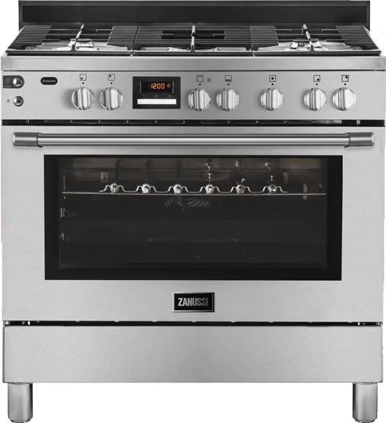 بوتاجاز زانوسي تيست ماكس بلس، 90 × 60 سم، 5 شعلة، أمان كامل، شاشة ديجيتال، مروحة، سلفر، ستانلس ستيل، ZCG92696XA