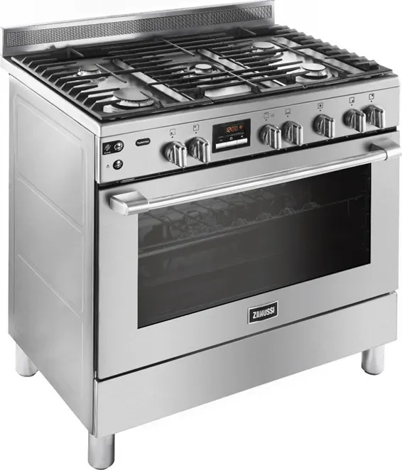 بوتاجاز زانوسي تيست ماكس بلس، 90 × 60 سم، 5 شعلة، أمان كامل، شاشة ديجيتال، مروحة، سلفر، ستانلس ستيل، ZCG92696XA - الصورة 3