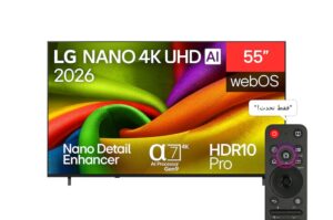 شاشة تلفزيون ال جي سمارت ، مقاس 55 بوصة ، ليد ، دقة نانو 4K UHD ، بريسيفر داخلي 55NU850B6LA